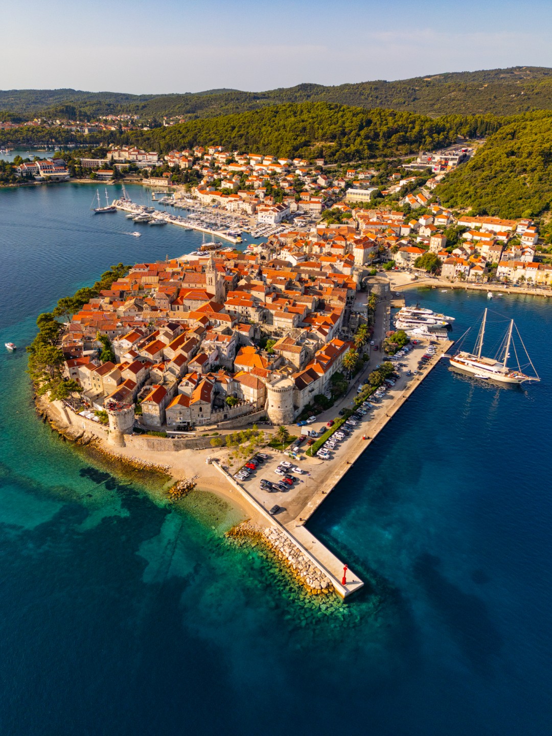Korčula old town aerial